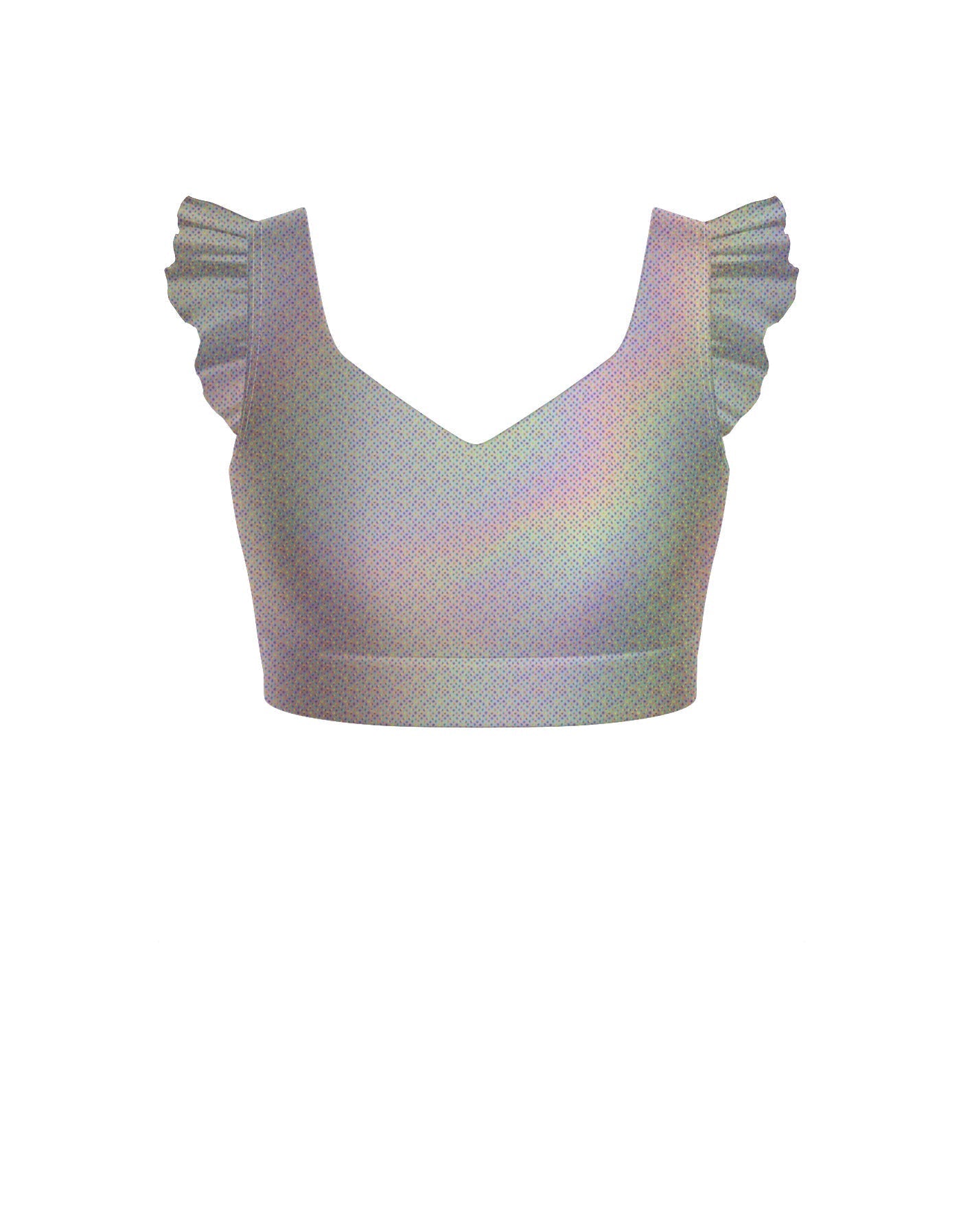 Hologram Sweetheart Crop Top Gather Sleeve