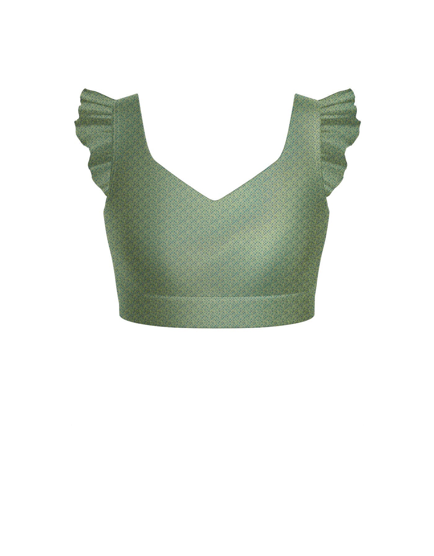 Hologram Sweetheart Crop Top Gather Sleeve
