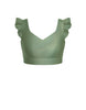 Hologram Sweetheart Crop Top Gather Sleeve