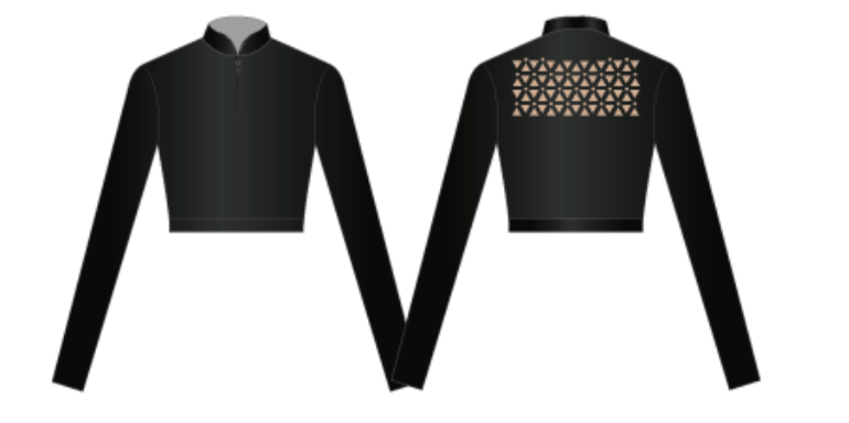 Custom Laser Cut LS Zipper Front Crop Top