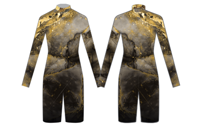 Custom Gold Rush LS Zipper Back Knicker Biketard