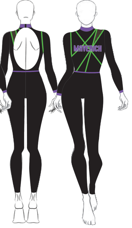 Custom Maverick LS Tneck Open Back Unitard