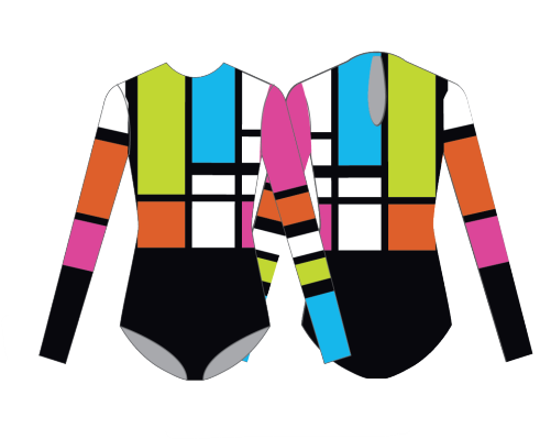 Custom Modern Outline Lycra LS Keyhole Leotard