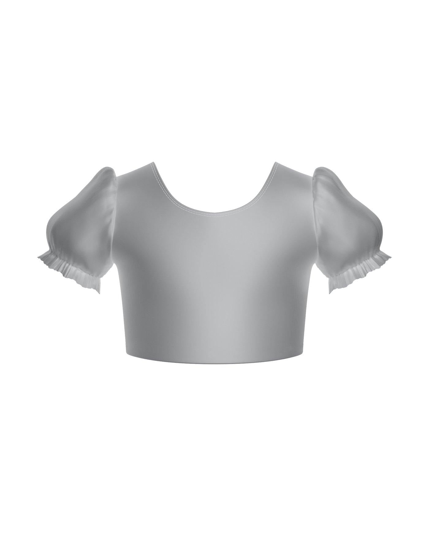 Solid Hologram Puff Sleeve Crop Top