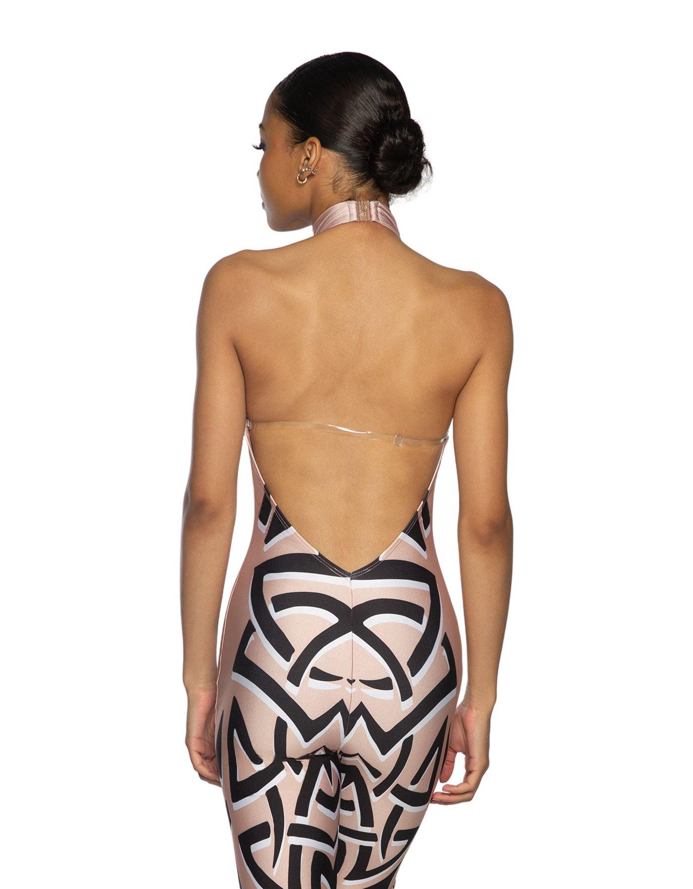 Tribal Coloured Halter Unitard