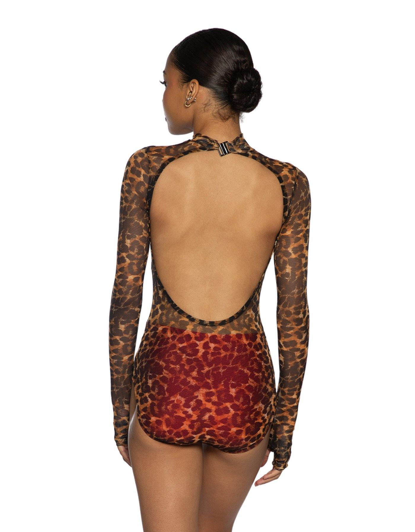 Fierce LS Mesh Leotard with Printed Bandeau and Panty