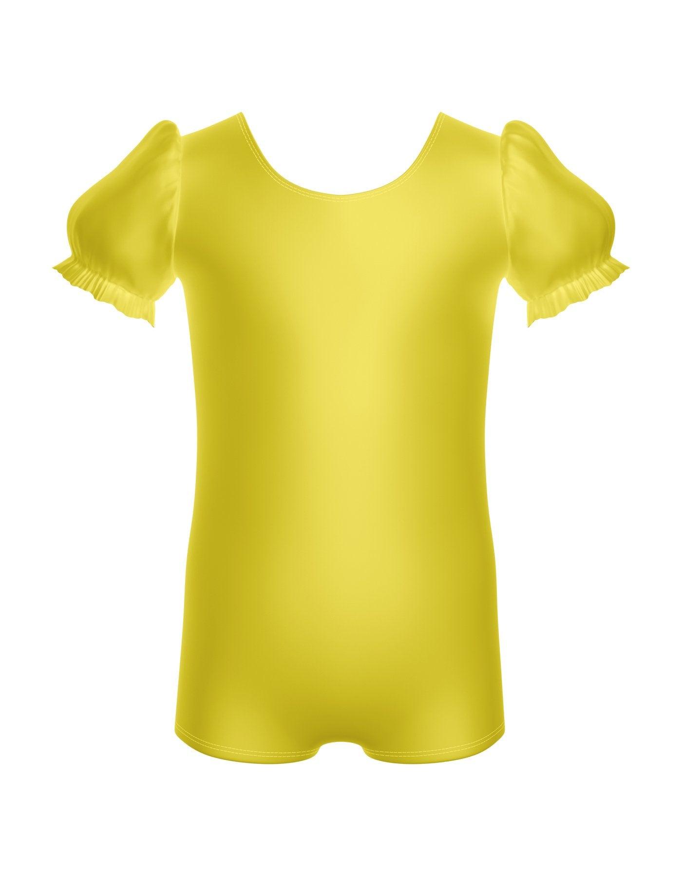 Solid Lycra Puff Sleeve Biketard