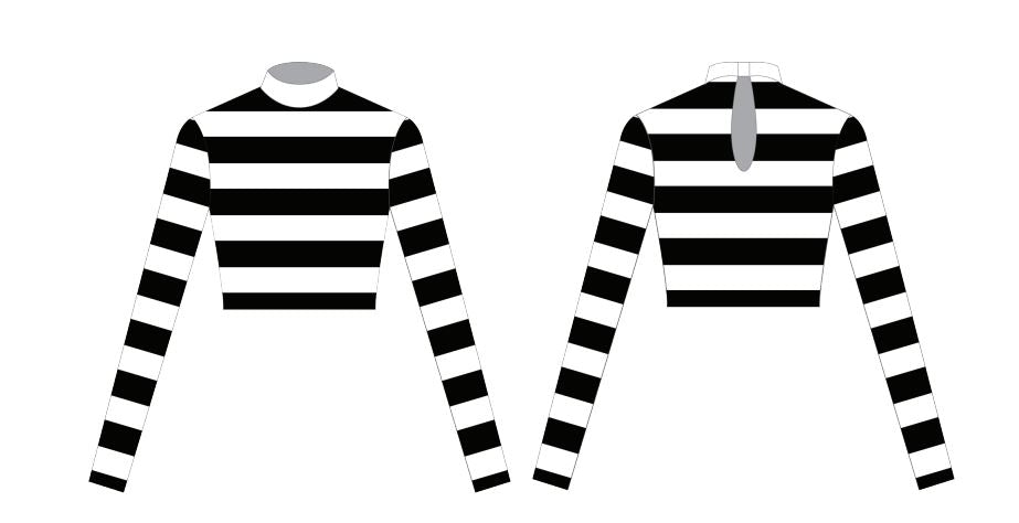 Custom Jailhouse Rock LS Tneck Keyhole Crop Top