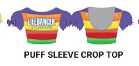 Custom Rainbow Sweet Hologram Puff Sleeve Crop Top