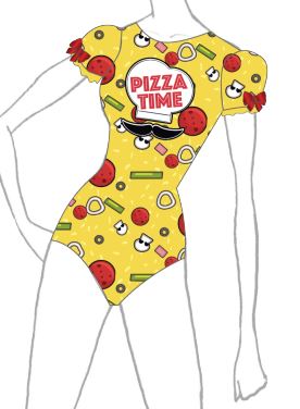 Custom Pizza Time Puff Sleeve Leotard