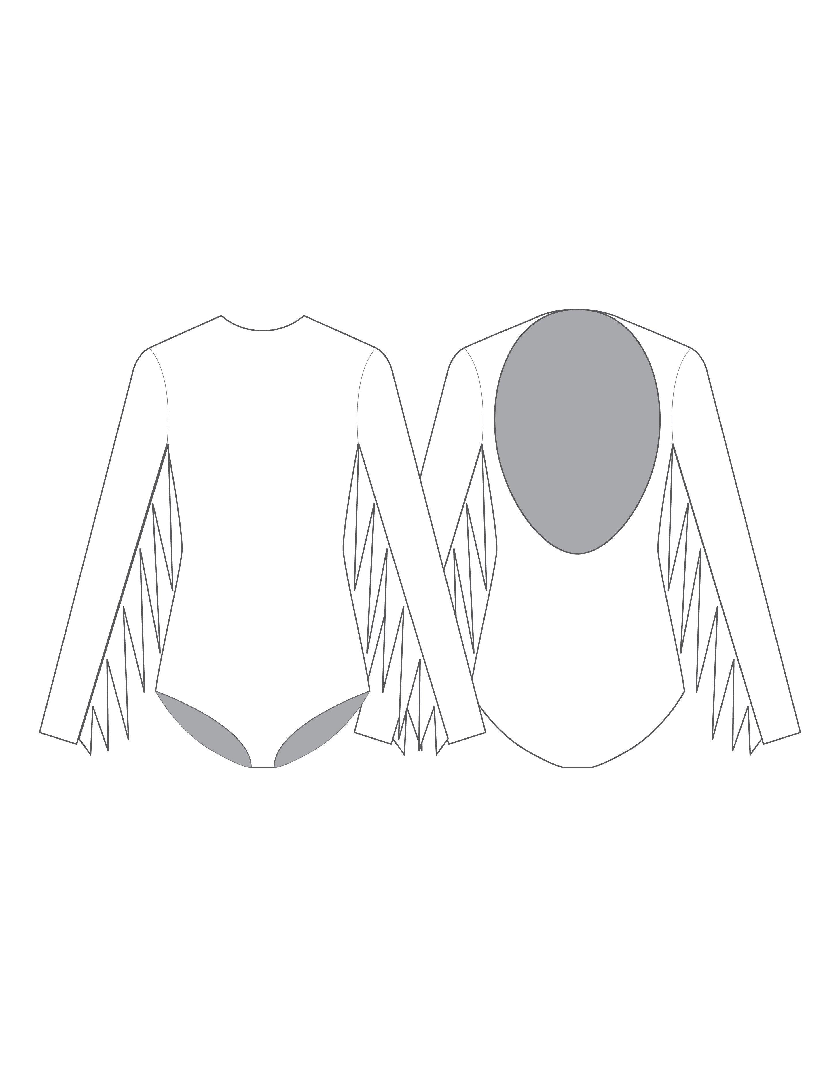 Custom Inked Lycra LS Open Back Leotard with Fringe - Hamilton Theatrical